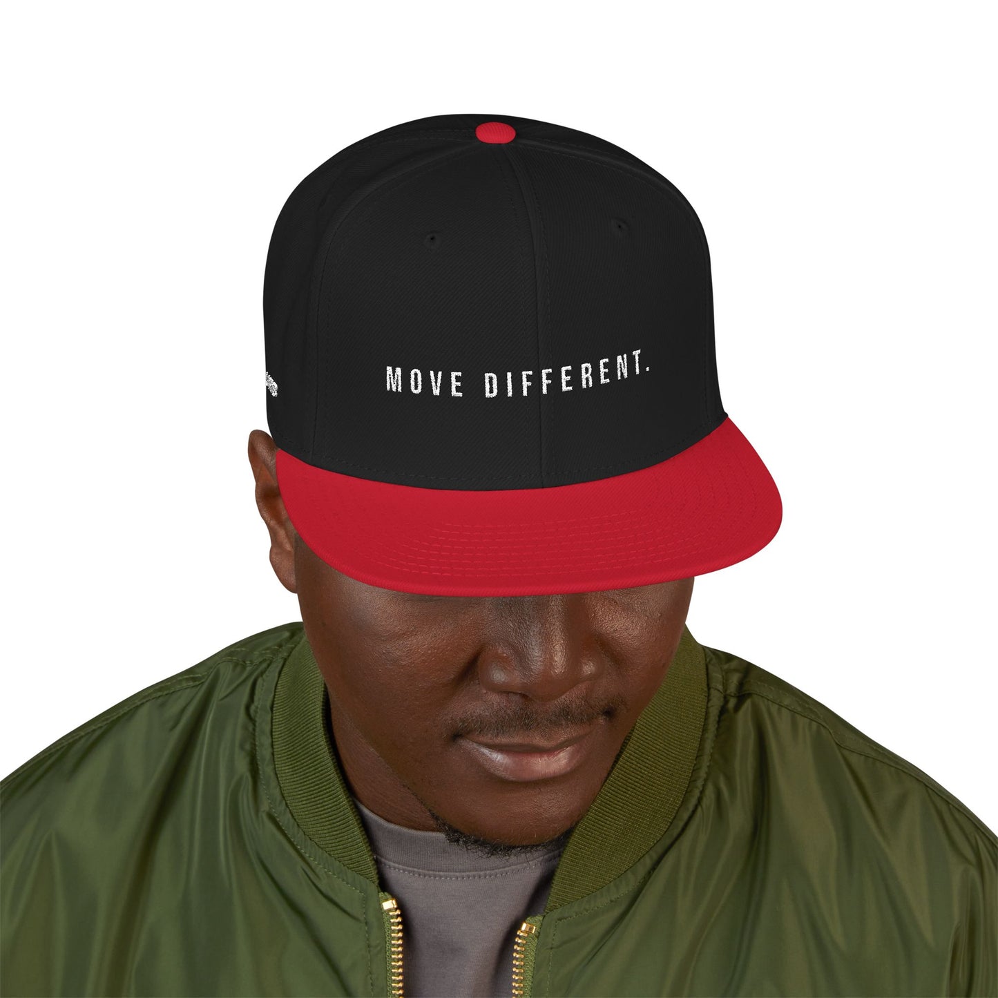 Embroidered 'Move Different' Snapback Hat - Dark edition
