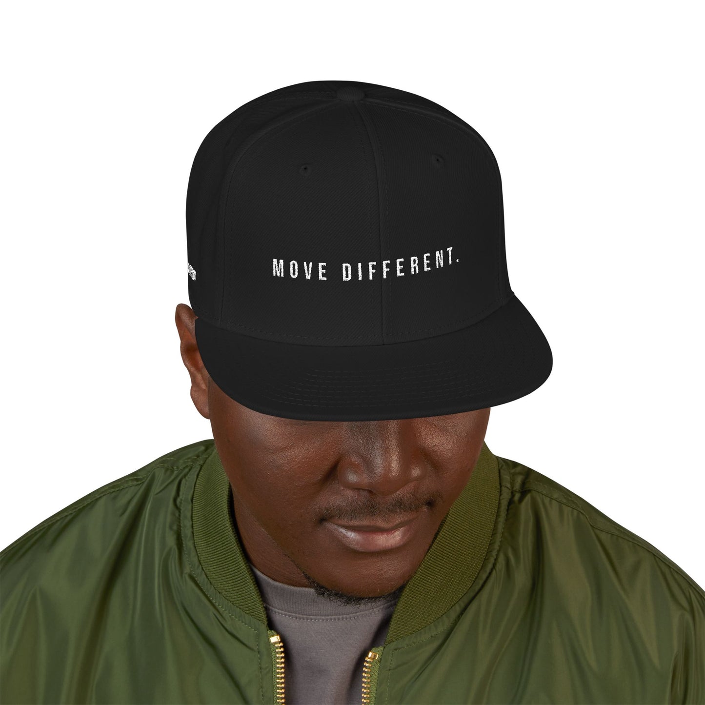 Embroidered 'Move Different' Snapback Hat - Dark edition