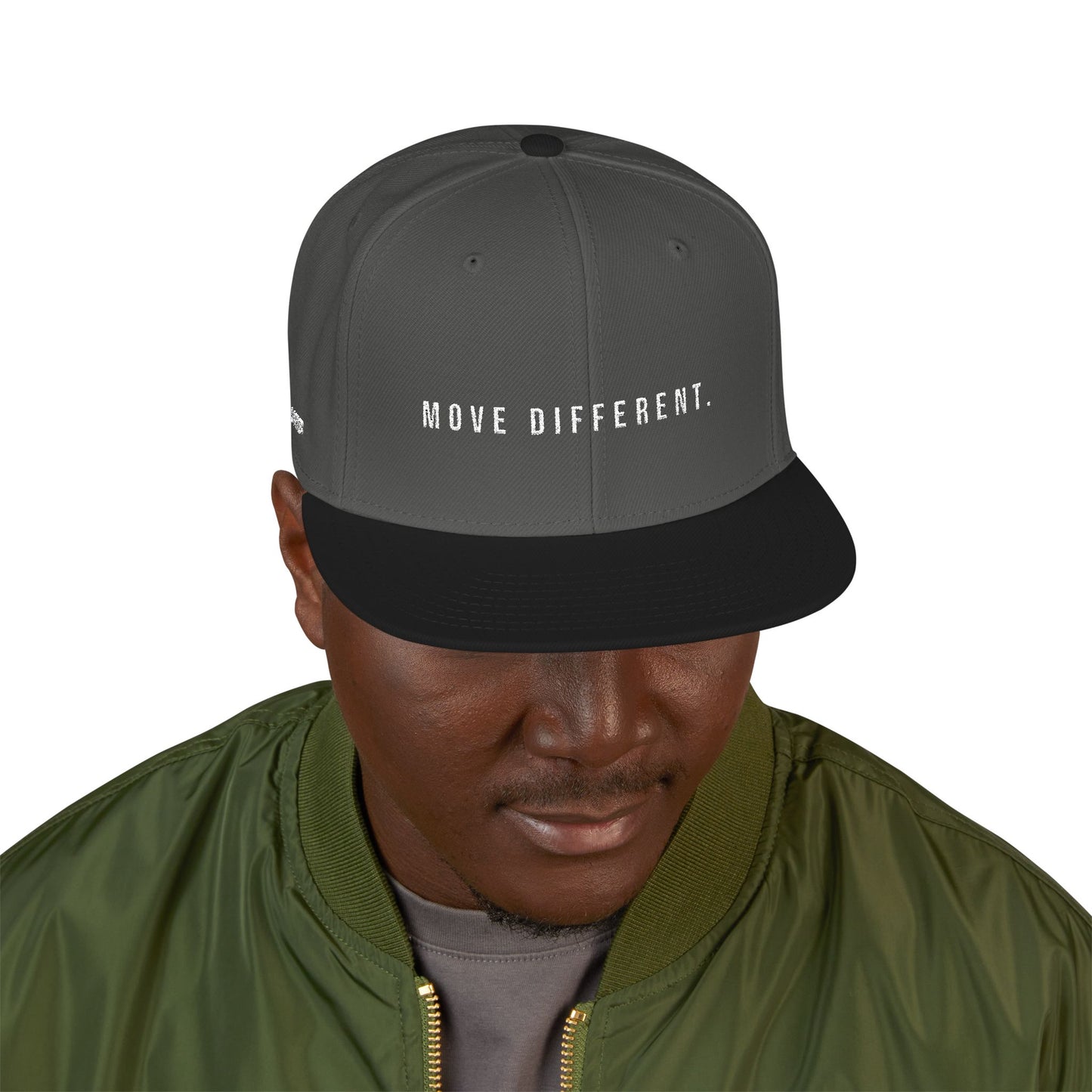 Embroidered 'Move Different' Snapback Hat - Dark edition
